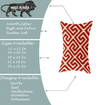 Load image into Gallery viewer, Red Geometrical Ikat Ethnic Printed Canvas Cotton Cushion Covers, Red Set of 2 (12 x 18 Inches)