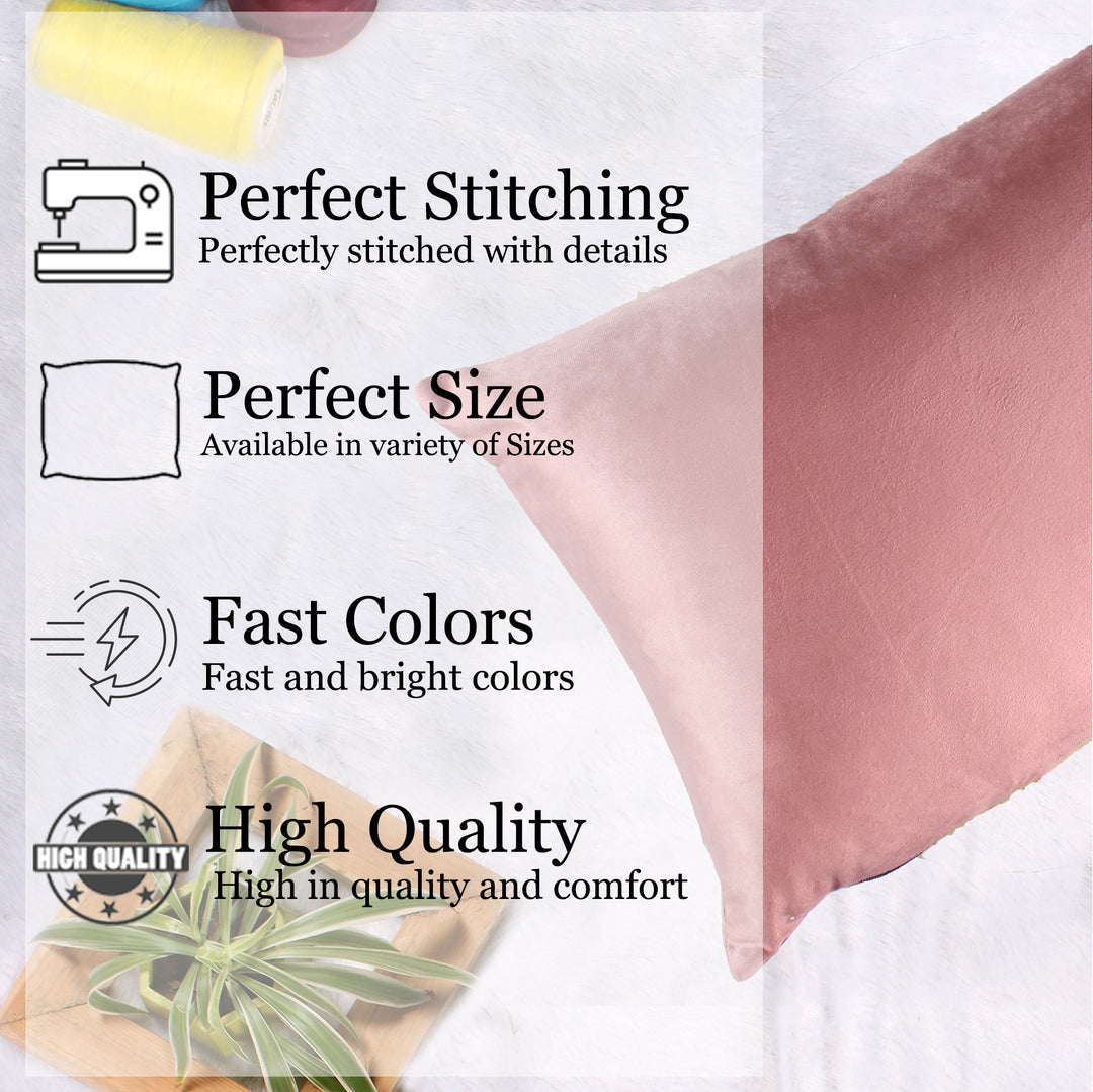Soft Luxurious Velvet Cushion Covers Rectangular Set of 2 ,Peach