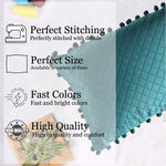 Load image into Gallery viewer, Both Side with PomPom Quilted Velvet Rectangular Cushion Cover (Set of 2), Green