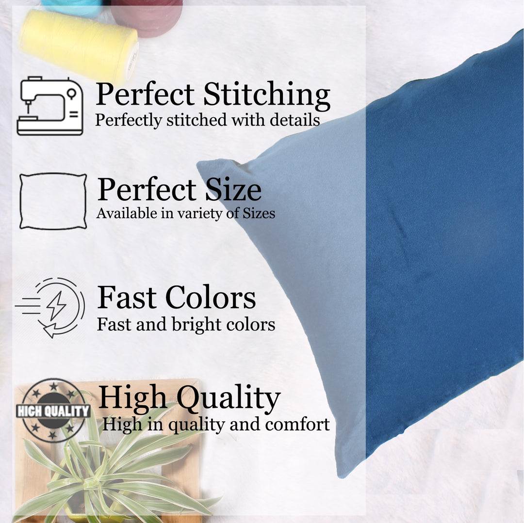 Soft Luxurious Velvet Cushion Covers Rectangular Set of 2 ,Blue