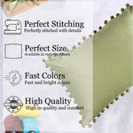Load image into Gallery viewer, Velvet Cushion Covers Adorned With Pom Poms Rectangular Set of 2 ,Mehndi