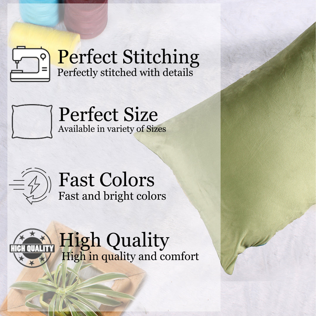 Soft Luxurious Velvet Cushion Covers Rectangular Set of 2 ,Mehndi