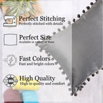 Load image into Gallery viewer, Velvet Cushion Covers Adorned With Pom Poms Rectangular Set of 2 ,Grey
