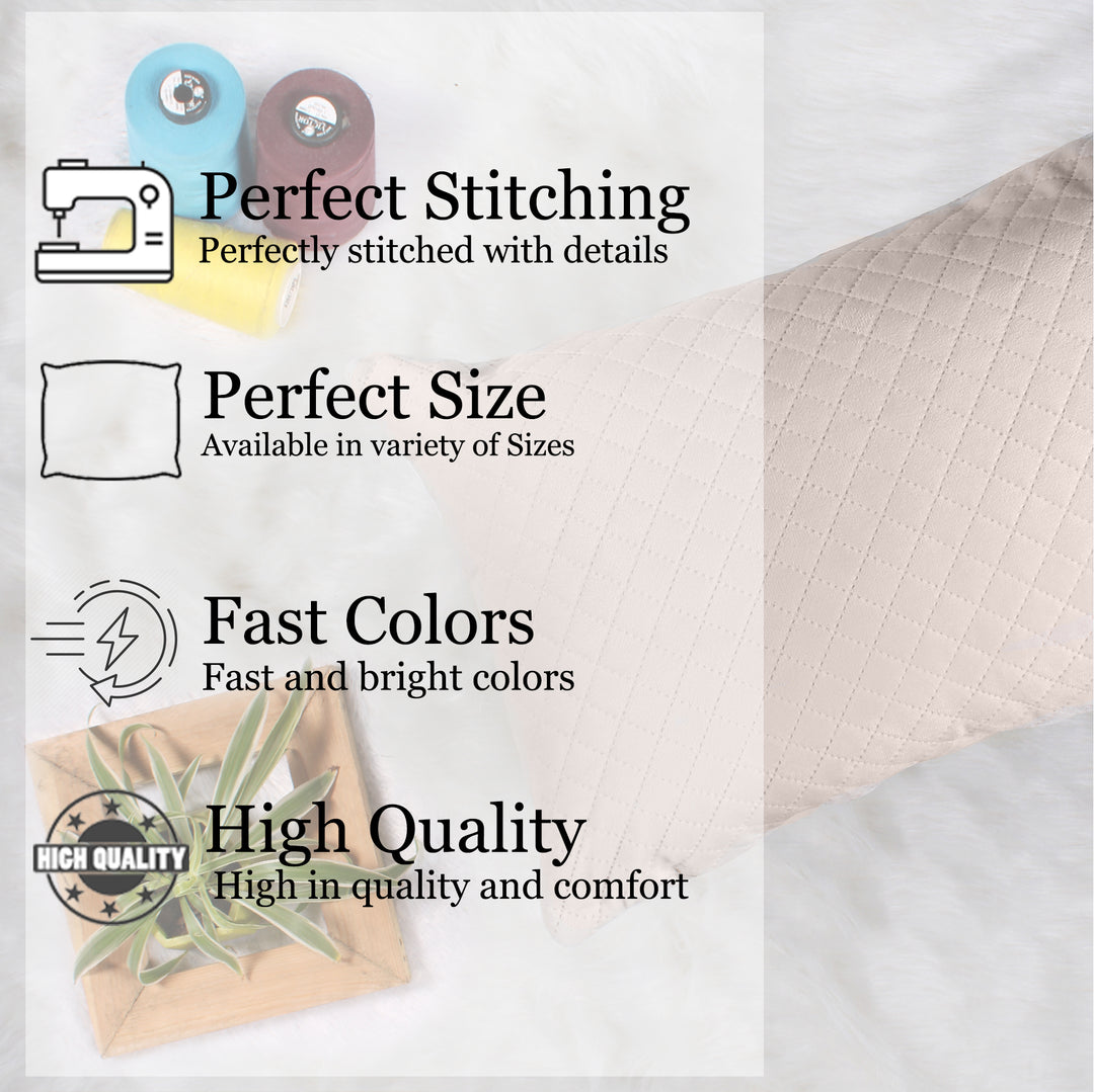 Both Side Quilted Velvet Rectangular Cushion Cover (Set of 2), Beige