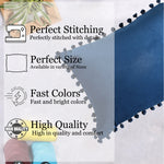 Load image into Gallery viewer, Velvet Cushion Covers Adorned With Pom Poms Rectangular Set of 2 ,Blue