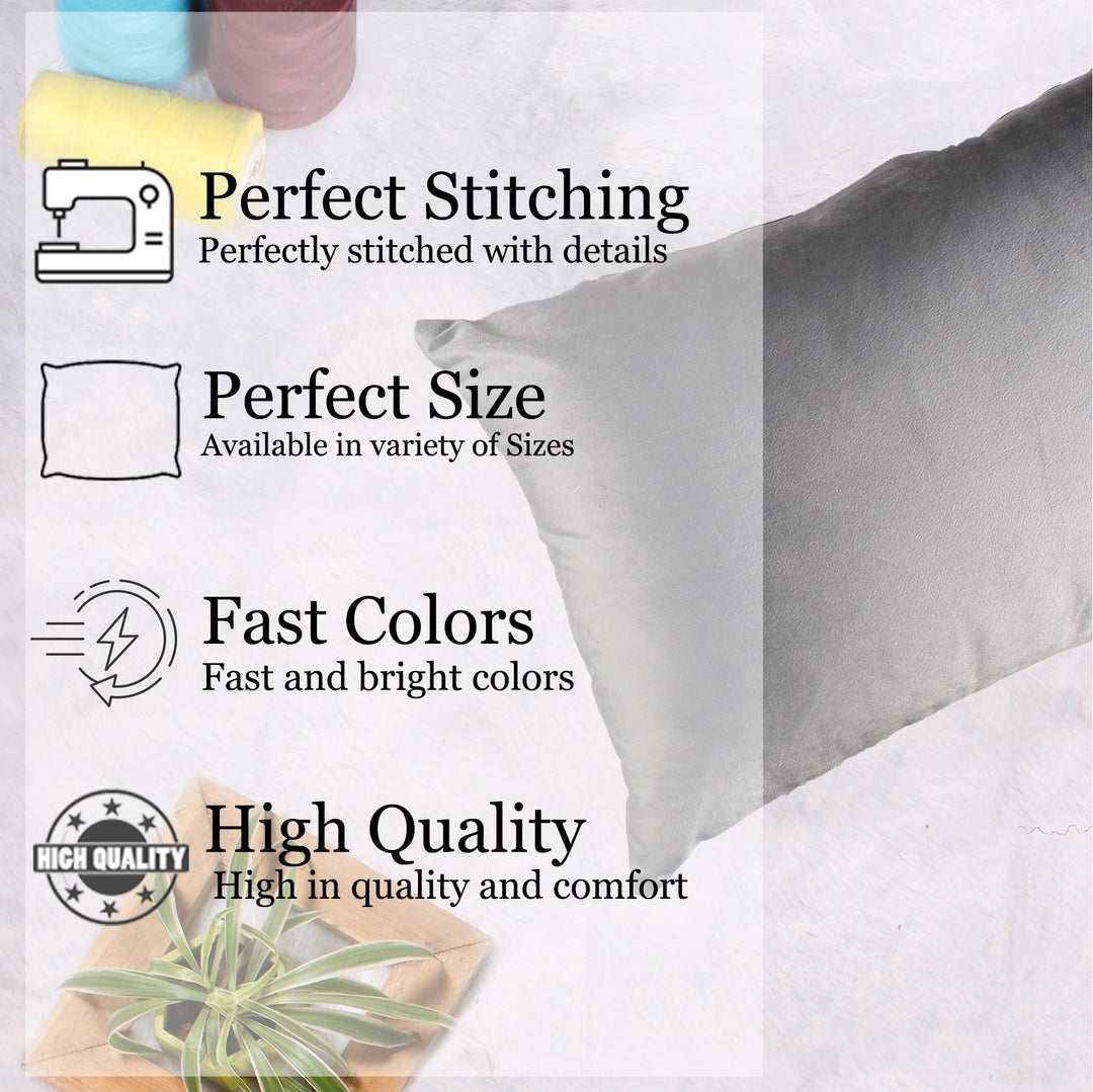 Soft Luxurious Velvet Cushion Covers Rectangular Set of 2 ,Grey