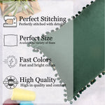 Load image into Gallery viewer, Velvet Cushion Covers Adorned With Pom Poms Rectangular Set of 2 ,Green