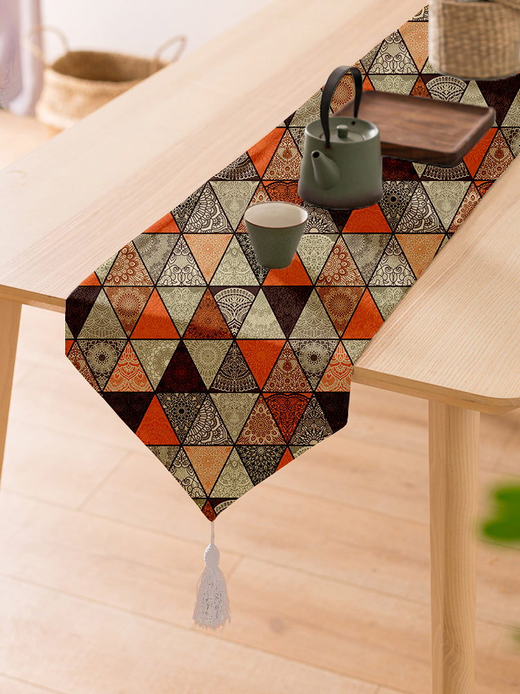 Calm Breeze Exotic Canvas Table Runner for a Summery Look With Tassel