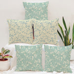 Load image into Gallery viewer, Teal Printed Canvas Cotton Rectangular Cushion Covers, Combo Set 5