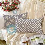 Load image into Gallery viewer, Geometrical Ikat Ethnic Printed Canvas Cotton Rectangular Cushion Covers, Set of 2 (12 x 18 Inches)