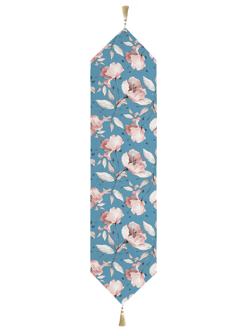 Soothing Sea Exotic Canvas Table Runner for a Summery Look With Tassel