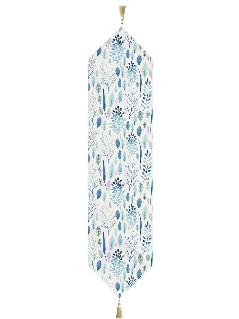 Refreshing Waterfall Exotic Canvas Table Runner for a Summery Look With Tassel