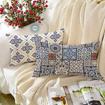 Load image into Gallery viewer, Ethnic Persian Art Box Printed Canvas Cotton Rectangular Cushion Covers, Set of 2 (12 x 18 Inches)