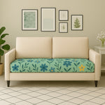 Load image into Gallery viewer, 2-Seater Sofa Gaddi Cover | Seamless Floral Print | Spandex Blend | Blue-Green-Yellow | 21x42-22x43
