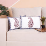 Load image into Gallery viewer, Both Side Block Print Spring Paisley Maroon Cushion Cover Set of 2 ( 12 X 18 Inches )