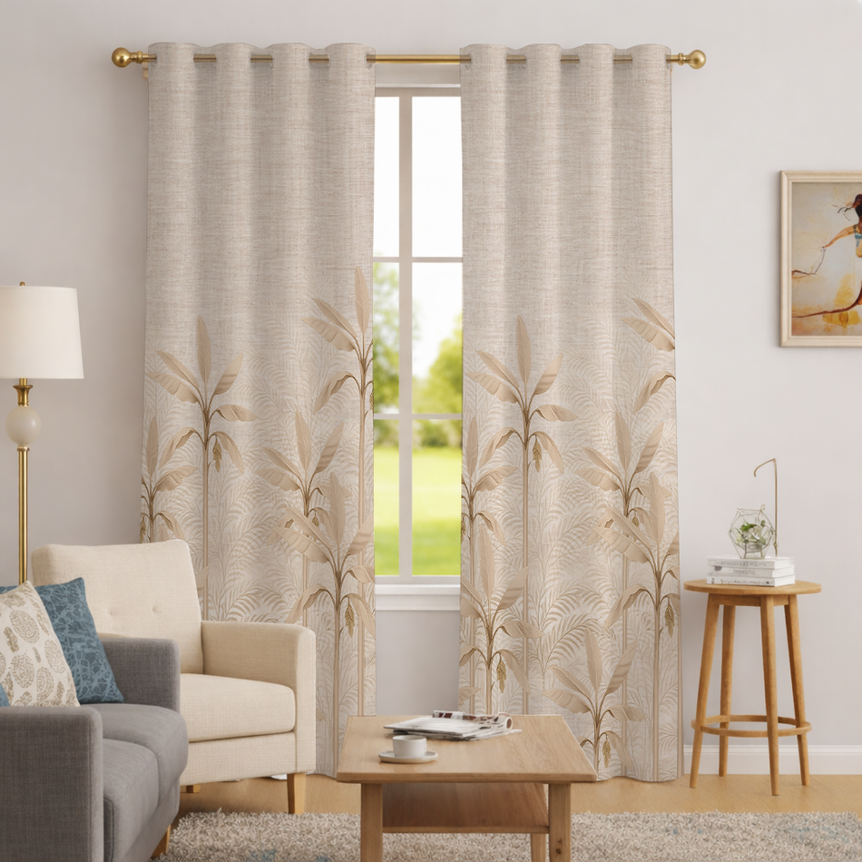 Palms Whispering Gardens Series Premium Heavy Polyester 100% Blackout Curtains 7 Feet Long Set of 1 | Door Curtain 7 Feet x 4 Feet | Perfect for Home Decor (Copy) (Copy)