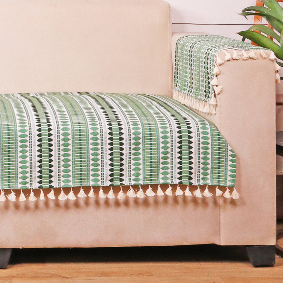 Striped Sofa Cover Featuring Green and Blue for Modern Living Room