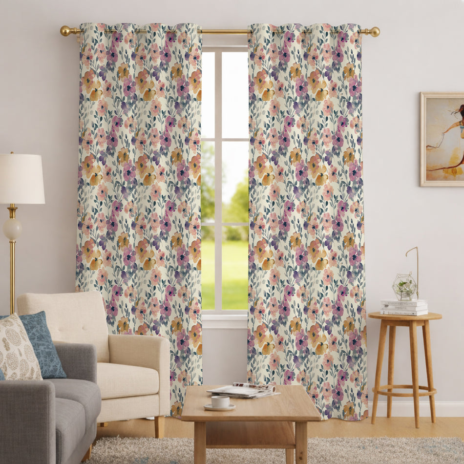 Serenade Whispering Gardens Series Premium Heavy Satin 100% Blackout Curtains 7 Feet Long Set of 1 | Door Curtain 7 Feet x 4 Feet | Perfect for Home Decor