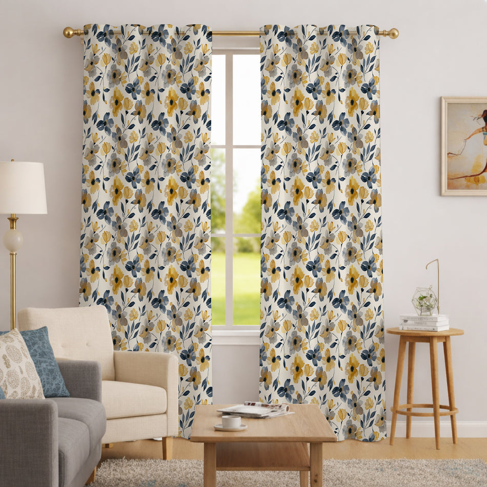 Savannah Whispering Gardens Series Premium Heavy Satin 100% Blackout Curtains 7 Feet Long Set of 1 | Door Curtain 7 Feet x 4 Feet | Perfect for Home Decor