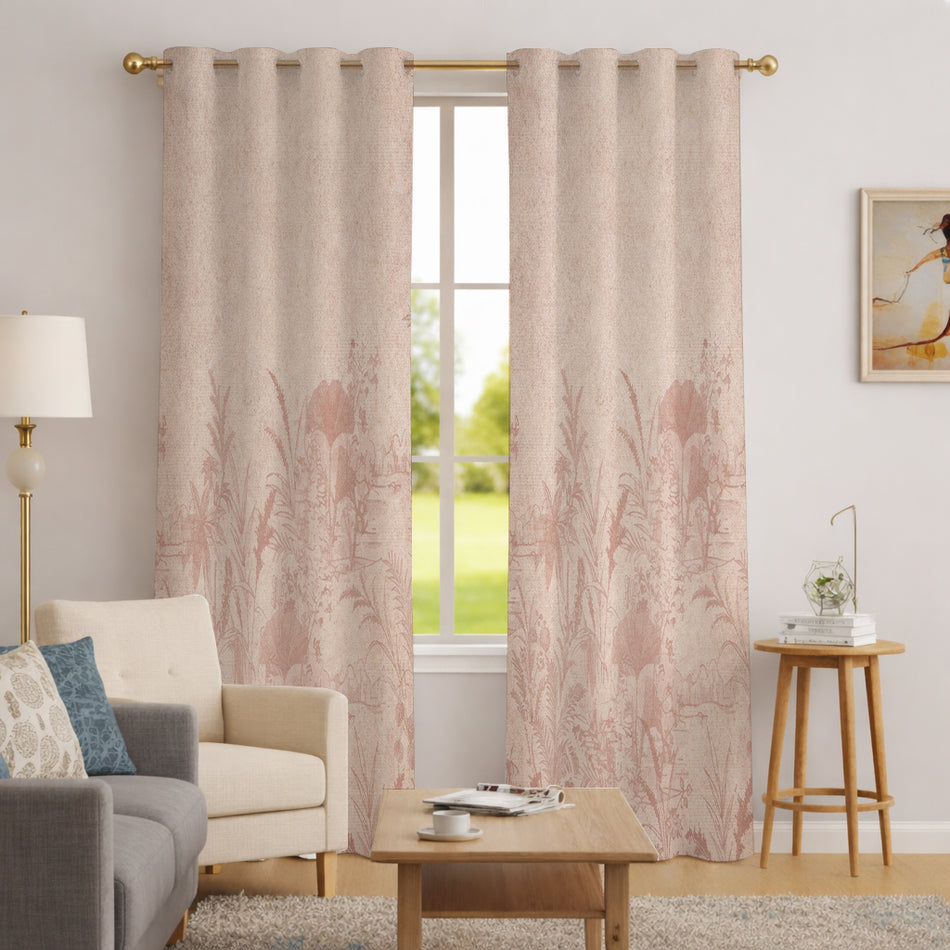 Whisper Whispering Gardens Series Premium Heavy Satin 100% Blackout Curtains 7 Feet Long Set of 1 | Door Curtain 7 Feet x 4 Feet | Perfect for Home Decor