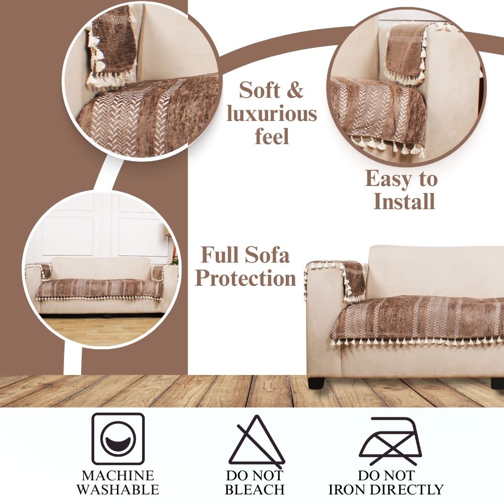 3 Seater Half (70x30 Inch),Beige (Arrow)