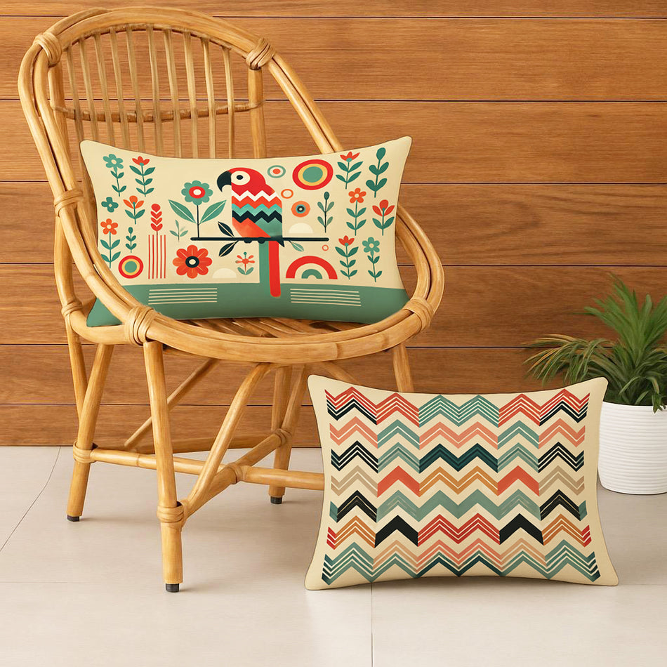 Satin Ethnic Rangila Cushion Covers, Living Room & Festive Decor - Set of 2 and 5