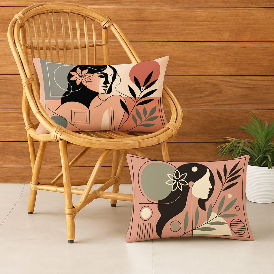 Satin Ethnic Leaflight Cushion Covers, Living Room & Festive Decor - Set of 2 and 5