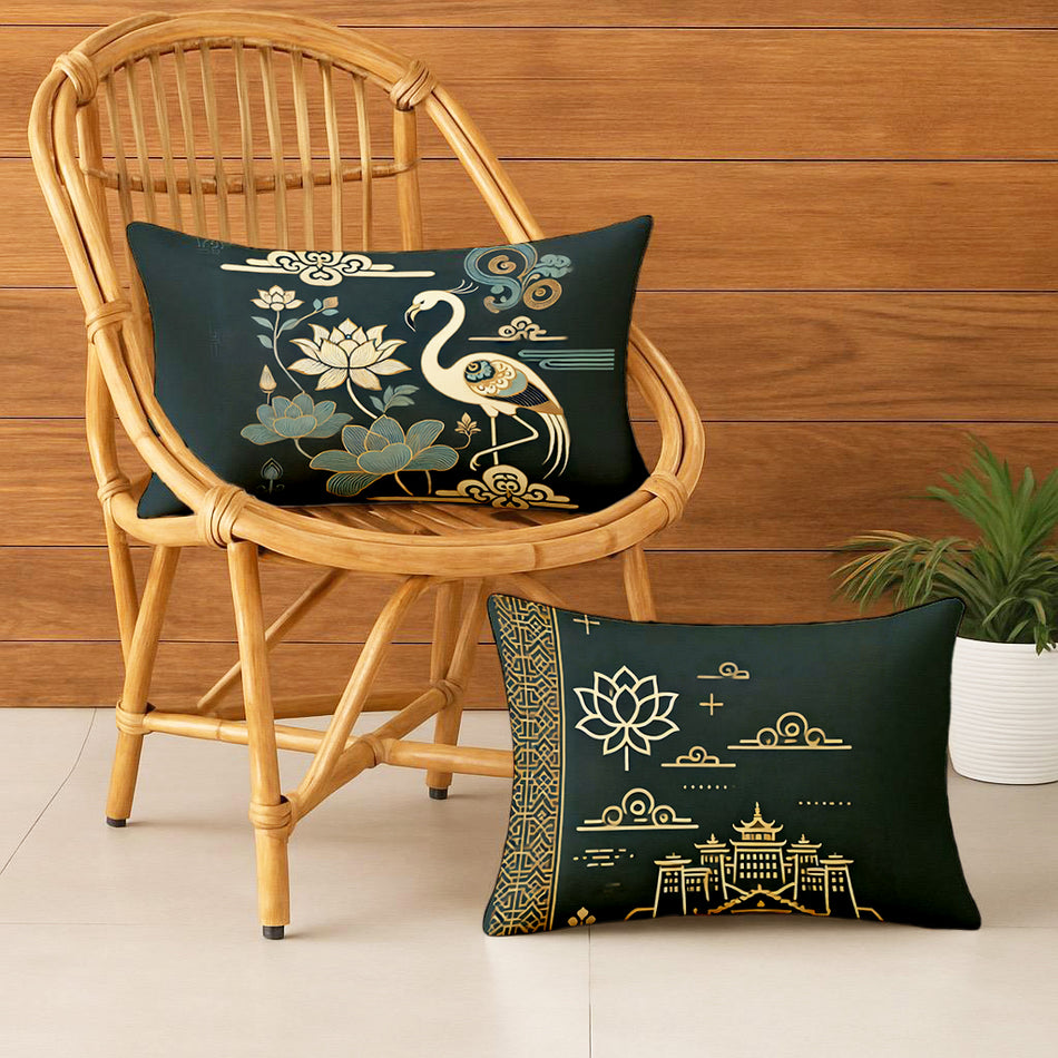 Satin Ethnic Moon Cushion Covers, Living Room & Festive Decor - Set of 2 and 5