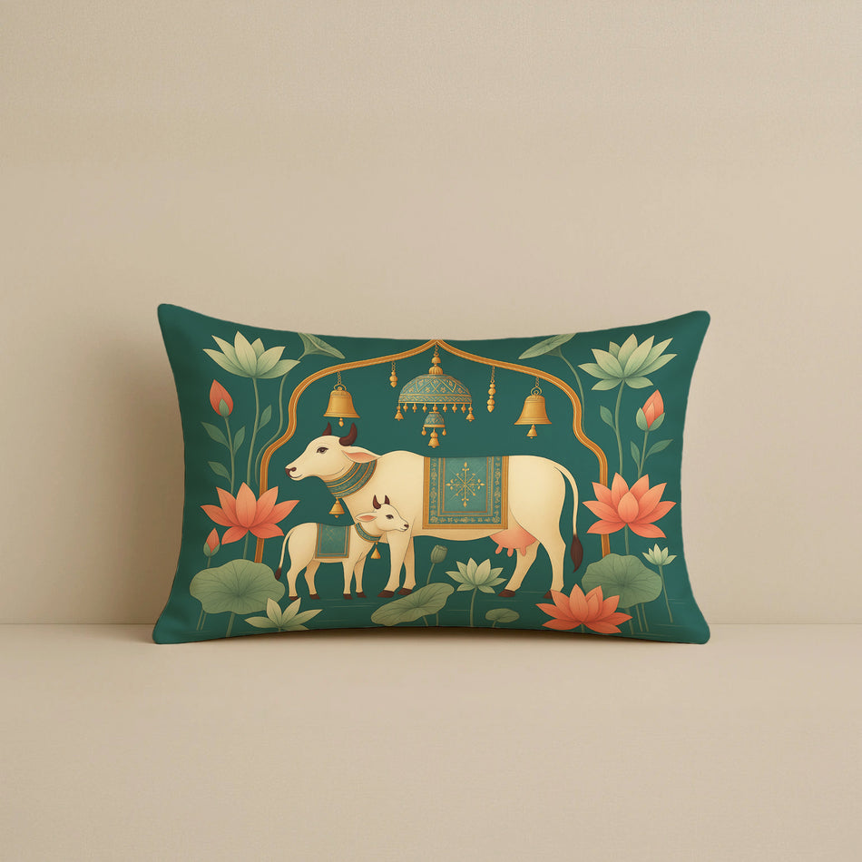 Satin Ethnic Lotus Cushion Covers, Living Room & Festive Decor - Set of 2 and 5