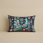 Load image into Gallery viewer, Satin Folk Art Peacock &amp; Botanical Motif Cushion Covers | 12x18 Inches | Set of 2
