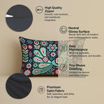 Load image into Gallery viewer, Satin Folk Art Peacock &amp; Botanical Motif Cushion Covers | 12x18 Inches | Set of 2
