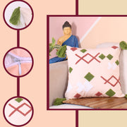 Hand Crafted Embroidered Bohemian Cushion Cover, Set of 1 (16 x16 inches/ 40x40 cm)