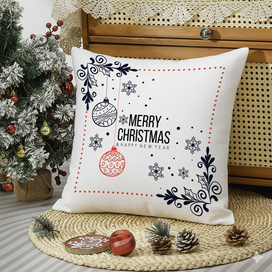 Minimal Christmas Design Cushion Cover - 16x16 Inches