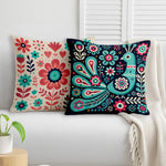 Load image into Gallery viewer, Satin Folk Art Peacock &amp; Botanical Motif Cushion Covers | 24x24 Inches | Set of 2
