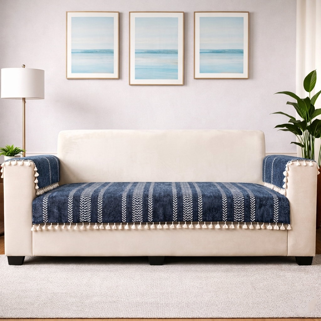 2 Seater Half (48x30 Inch),Blue (Stripe)
