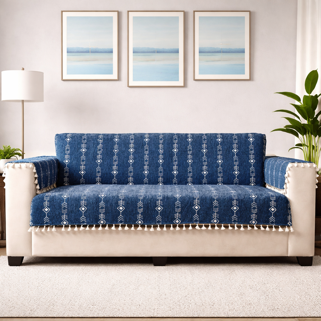 2 Seater Full (48x60 Inch),Blue (Arrow)