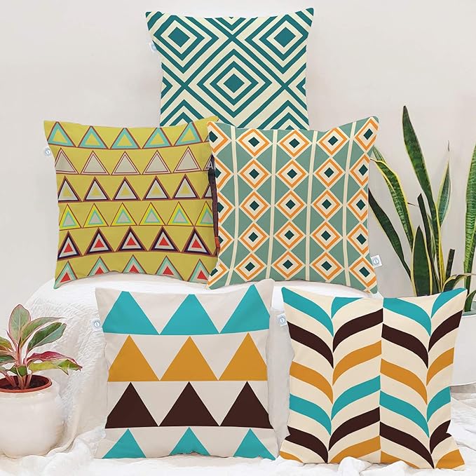 Modern Geometric Cushion Covers – 18×18 Inches (Pack of 5)
