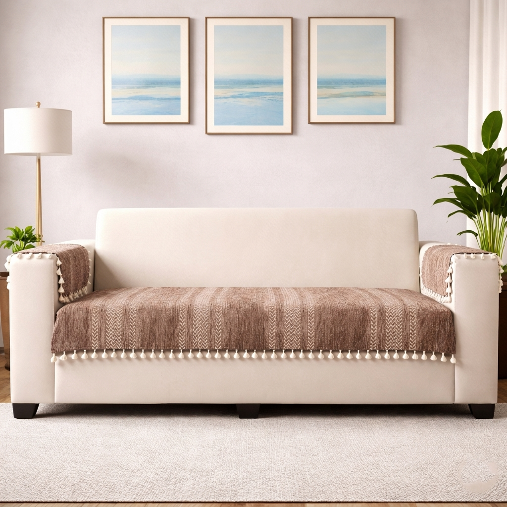 2 Seater Half (48x30 Inch),Beige (Stripe)