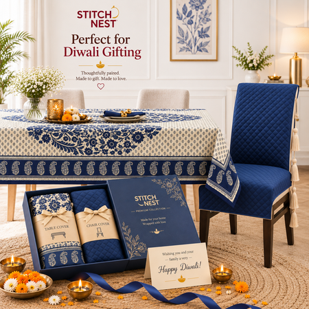 Table Cover (54 x 78 Inches) + 6 Chair Covers,Blue
