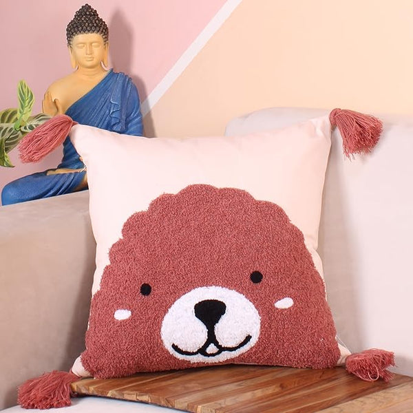Adorable Bear Face Cushion Cover – 16×16 Inches