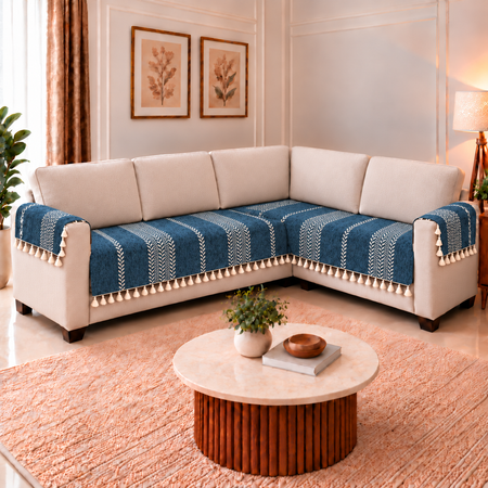 2+3 Sofa Cover with Arm rest Cover,Blue Stripe