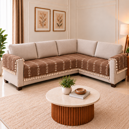 2+3 Sofa Cover with Arm rest Cover,Beige Arrow