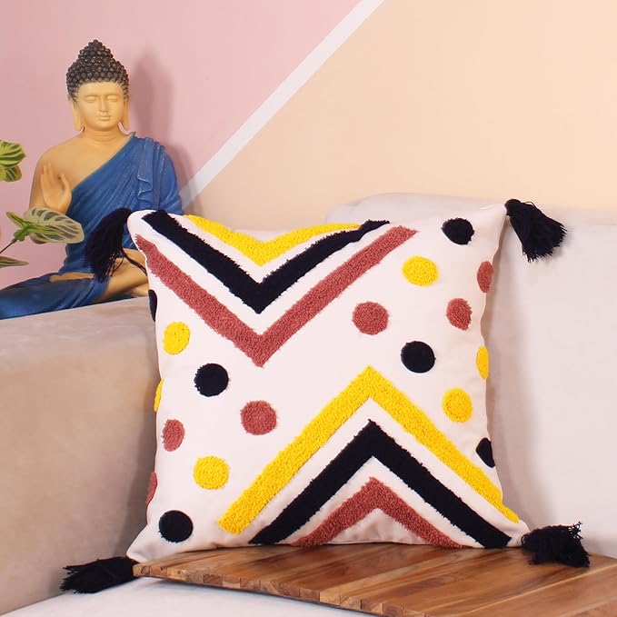 Tufted Zig-Zag Dot Cushion Cover