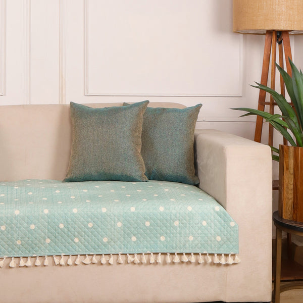 Quilted Velvet Polka Dot Printed Sofa Cover Set – 1, 2 & 3 Seater