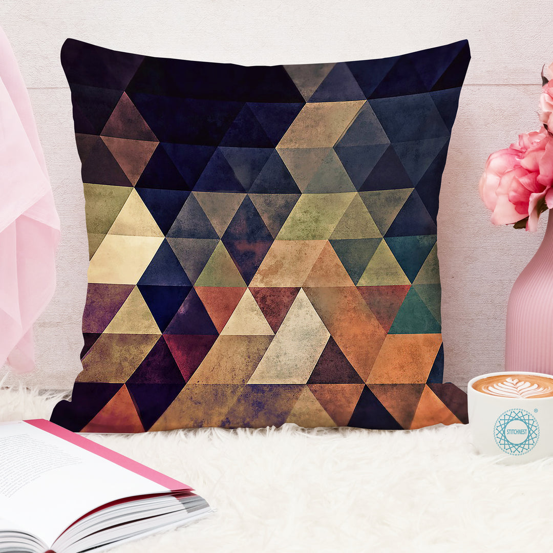 Abstract Geometrical Printed Cotton Canvas Cushion Cover Set of 2