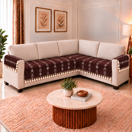 2+3 Sofa Cover with Arm rest Cover,Brown Arrow
