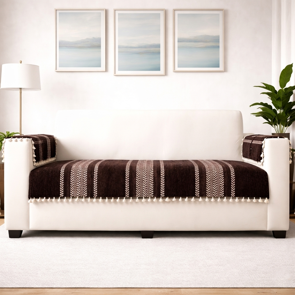 4 Seater Half (96x30 Inch),Brown (Stripe)