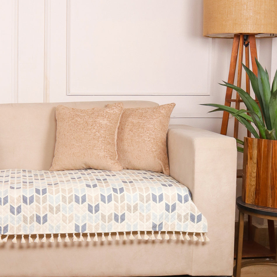 Quilted Velvet Printed Nordic Abstract Sofa Cover Set – 1, 2 & 3 Seater