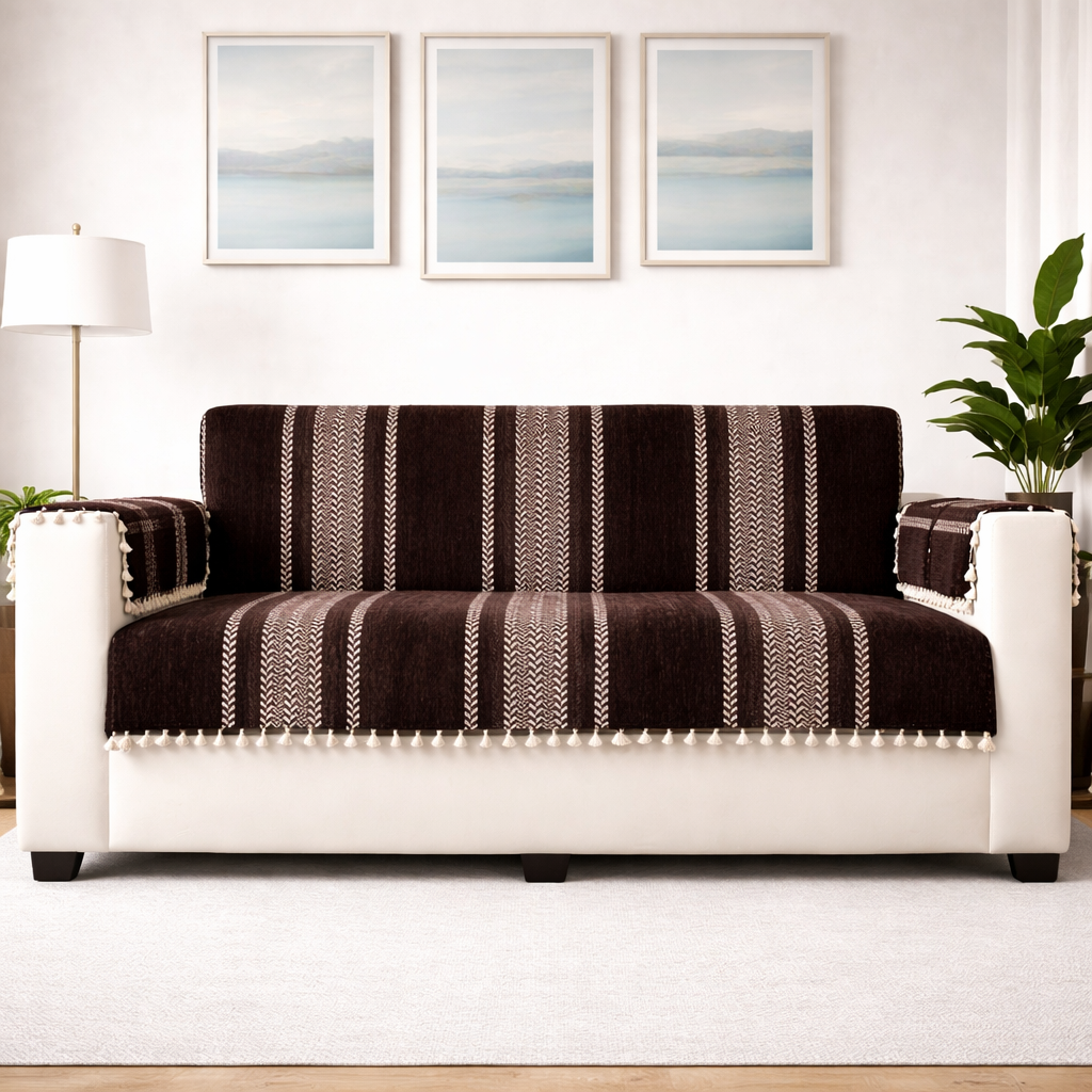 4 Seater Full (96x60 Inch),Brown (Stripe)