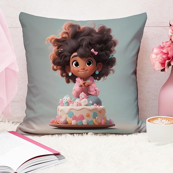 Sweet Valentine Girl Cushion Cover (16x16 Inches)